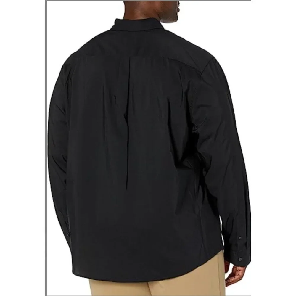 Dockers Men Black Micro-Fiber Blend Long Sleeve Button-Up Shirt Size L 16-16 1/2